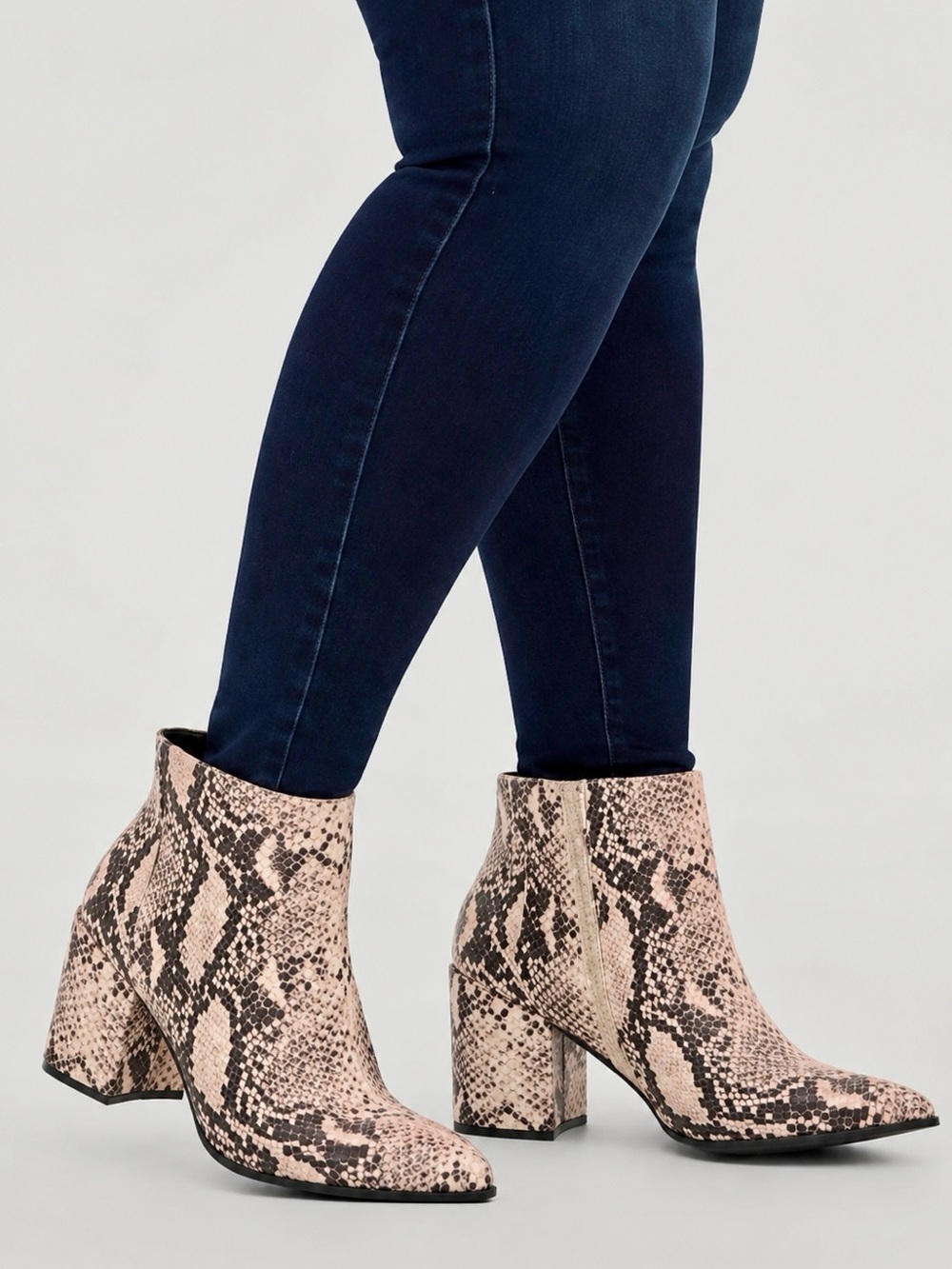 Torrid Blush Pink Snake-Print Ankle Booties - Size 10.5W - NWT!